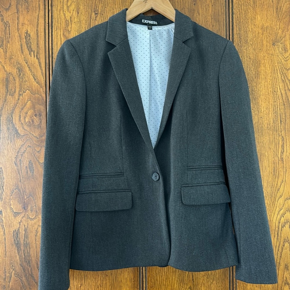 Express One Button Charcoal Blazer Size 8 - image 1